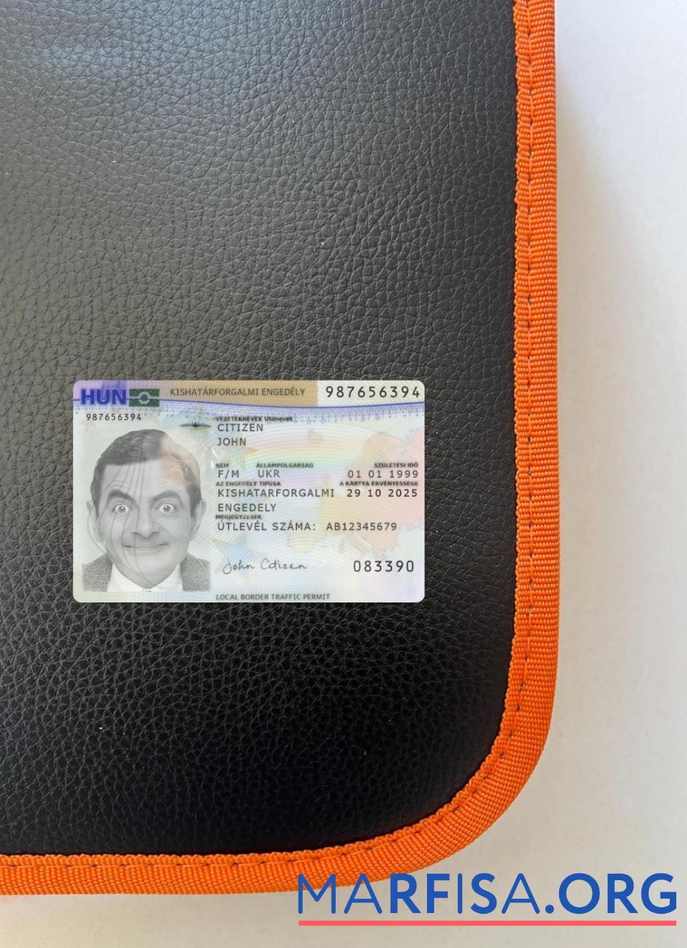 Realistic Hungary residence permit photolook front download for verification